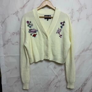 Broken Promises x Happy Bunny y2k Focus On Me Crop Cardigan Sweater - M19